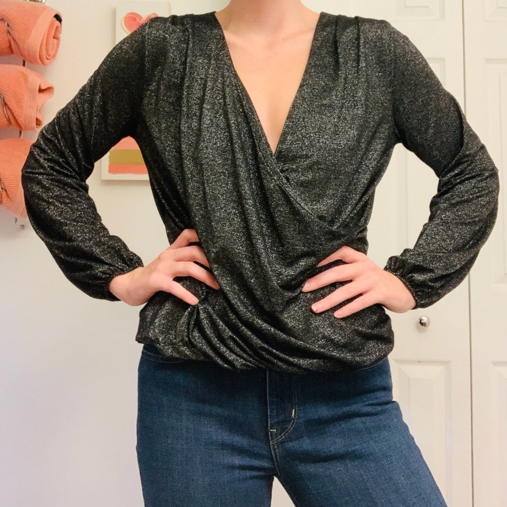 Deep-v sparkly top